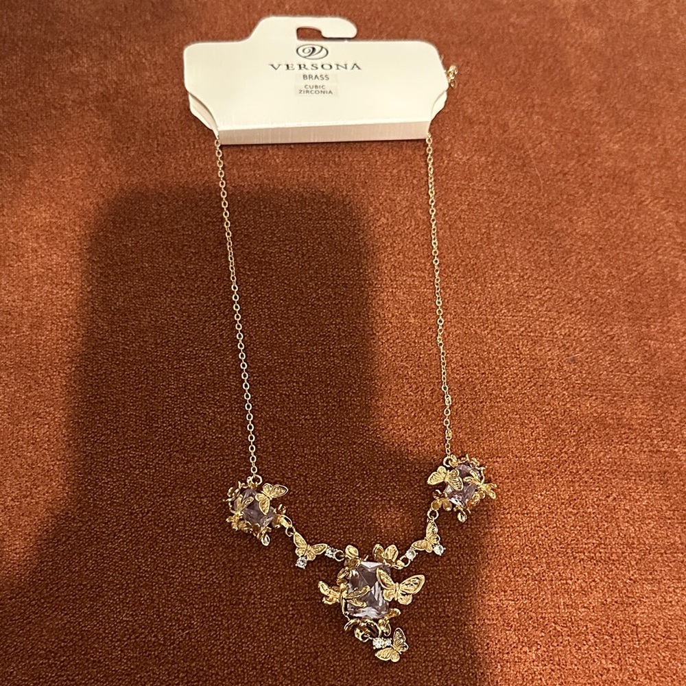 Versona Lavender and Gold Floral Necklace